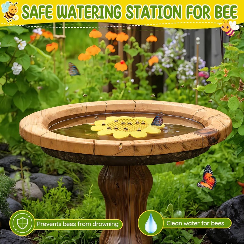 Enhon 4 Pack Bee Watering Station, 8.5 inch Sunflower Floating Bee Island, Butterfly Feeder, Pontoon Watering Station for Butterfly Insect Feeding, Bath and Outdoors Garden Decor - Image 2
